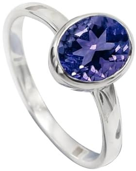 JEWELFORCE 925 Sterling Silber Tansanit Lab Grown Edelstein Ring Herren Damen Steinbandring Alle Größen Ring Handgefertigter Schmuck JSR-1078AV_72 (22.9)