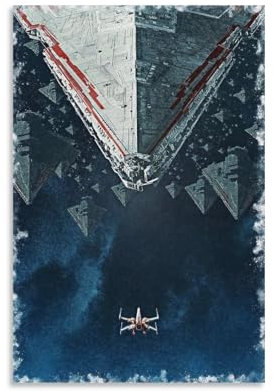 X Wing Aquarell Art Star The Wars Filmposter & Drucke Leinwand Wandkunst Bauernhaus Galerie Ästhetische Raumdekoration für Schlafzimmer Badezimmer 30 x 45 cm