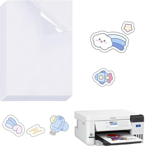 CALLYSONIC 10 Blatt Transparentpapier Weiß, Bedruckbare Klebefolie Transparent Folie, Selbstklebende Folie für Laserdrucker, Sticker A4 Papier zum Bedrucken, Drucken von a4 papier für DIY Aufkleber