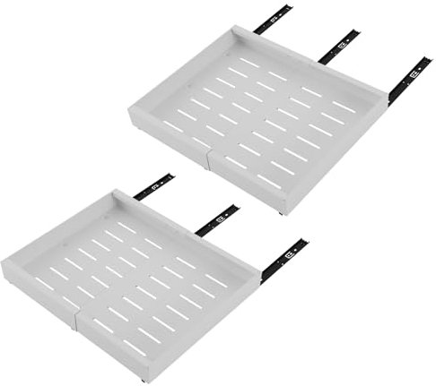 2×Teleskopschubladen Tragfähigkeit 10-15kg, Ausziehbare Schublade Teleskoplänge 32-52cm Pull Out Drawer für Küchenschränke Aufbewahrungsregale (Weiß)