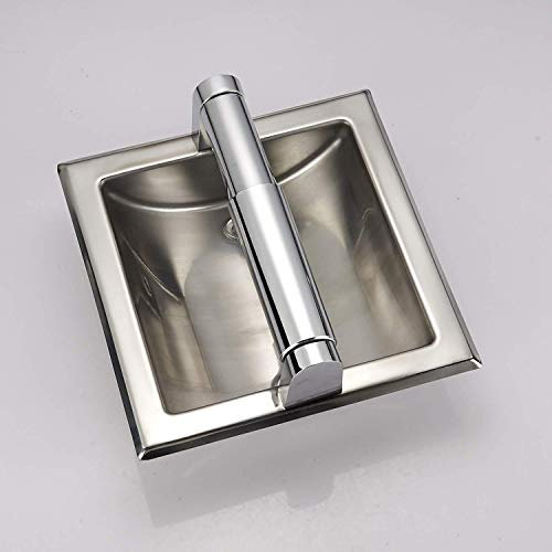 Toilettenpapierhalter aus gebürstetem Nickel, Wandhalterung, Nische, Toilettenpapierhalter, Edelstahl, Metall, Innenwand, Toilettenpapierhalter für Badezimmer, platzsparendes Design, strapazierfähig