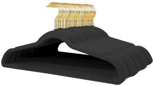 Stormix 36er-Pack Kleiderbügel aus Samt, 17,3 x 8,9 Zoll Kleiderbügel, rutschfeste Kleiderbügel mit Schulterkerben für Erwachsene Dunkelgrün (Goldhaken)