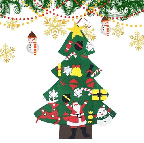 Keyubria 3D Felt Christmas Tree, Felt Christmas Craft Kits, Christmas Tree Felt Decorations, Christmas Tree Detachable Ornaments Wall Decor, Wall Decorations Felt Craft, Home Door Decoration