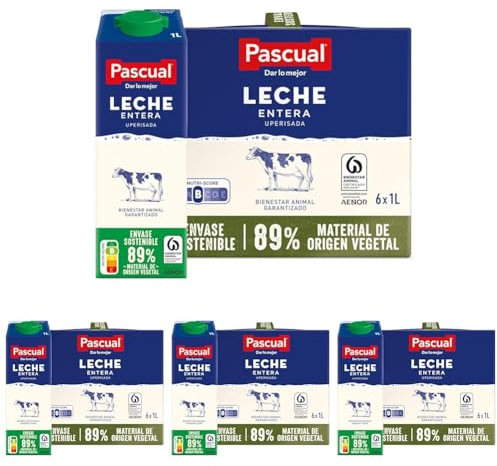 Pascual- Leche Pascual Clásica Entera. Formato 6x 1 L (Paquete de 4)