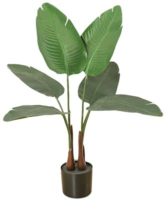 KESOTO Jardinera de Interior con Planta Artificial para El Hogar Y La Oficina, Palma Viajera, Individual