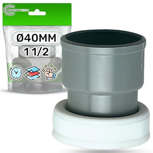 Manguito para Empalme Desague Lavadora con Contratuercas Rosca 1 1/2” y Conexión Adhesiva Ø 40 mm de PVC - ONIX TECH