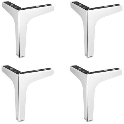 NBKJDSXL Möbelfüße aus Metall, Tragkraft bis zu 800 kg, TV-Lowboard-Möbelfüße, für Schränke, TV-Schränke, Schubladen, Nachttische, mit Schrauben, Silber (10 cm), 4 Stück
