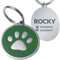 Chapa de Identificación Personalizada para Perros y Gatos – Placa Grabada de Acero Inoxidable con Nombre y Teléfono – Ideal para Mascotas Pequeñas, Medianas y Grandes (Redondo pata verde 37 cm)