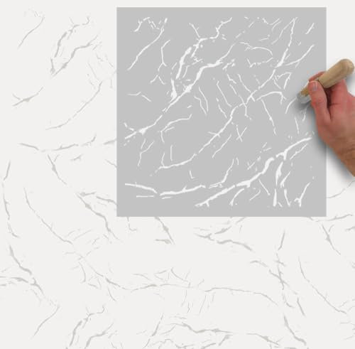 Schablone mit Marmoradern, Kunstmarmor-Textur, wiederverwendbar, Heimdekoration, Malen auf jeder Oberfläche, 30,5 x 30,5 cm