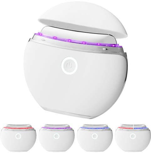 Tonsmile Gesichtsmassagegerät, EMS Elektrisch Mikrostrom Anti Aging Face Lifting Gua Sha Gesichtsmassage Gegen Falten Gerät Gesicht mit Vibration & Wärme mit Rot, Blau, Lila & Buntfarbigslicht