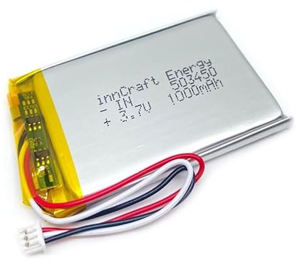 InnCraft Energy - Batería de polímero de Litio, 3,7 V, 1000 mAh, Modelo INC503450 con Conector de Paso 3P Molex 51021-030 de 1,25 mm