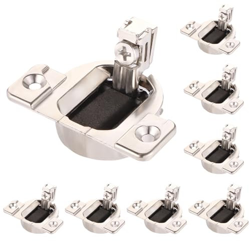 Lyreh 8pcs Charnières Porte d'Armoire pour Blum, Acier Inoxydable Argenté 1/2 Recouvrement Fermeture Douce 110 Degrés à Visser Compactes 33 Charniere Porte Placard(Sans Vis Ni Plaque Montage)