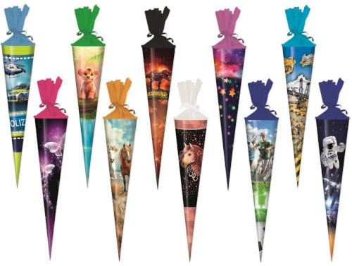 Livepac-Office 10x Schultüte/Zuckertüte / 35cm / rund