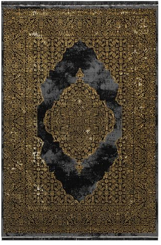 VIMODA Teppich Wohnzimmer mit Ornament-Muster Elegant goldenes Akzent, Hochwertig-Pflegeleicht-Qualitativ,Maße:160x230 cm;Farbe:Gold