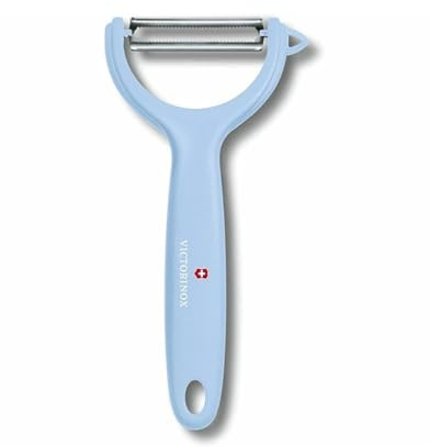 Victorinox, Tomaten- und Kiwischäler, Extra scharfe Klinge, mit Zackenschliff, zweischneidig, robuster Kunststoff-Griff, Hellblau, Made in Switzerland, Spülmaschinengeeignet