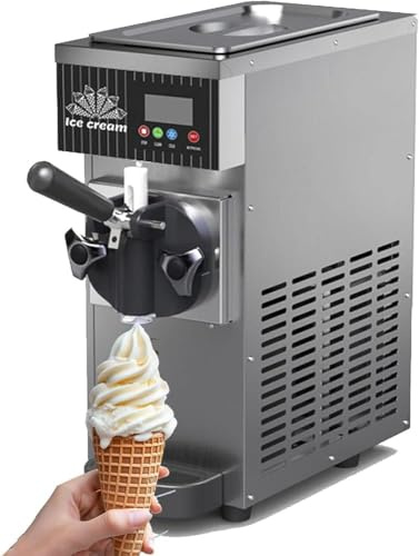 XIAGJAO Countertop Soft Serve Ice Cream Maker,4-5kg/H Commercial Ice Cream Maker,Ice Cream Machine Soft Serve,with Pre-Cooling, Auto Clean,LCD Panel Soft Serve Make,Cream,N (Color:Grey)