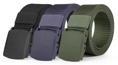 Aomig Arbeitsgürtel Herren Verstellbarer Nylon Stoffgürtel Business | Koppelgürtel Männer Frauen Outdoor Stoff Tactical Belt Schnellverschluss-Taktikgürtel Mode Gürtel Ohne Löcher Größe Angepasst