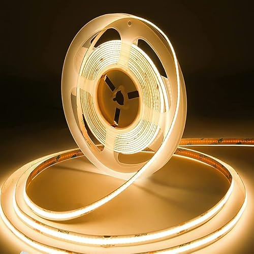 Jun-Saxifragelec COB Flexibel Hohe Dichte LED Streifen, Dimmbar Verformbar FOB COB LED Licht Band für Schlafzimmer Küche Raum Innendekoration (Nur Streifen) (3000K, DC12V 5M)