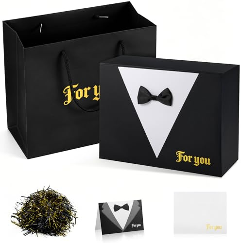Geschenkbox für Männer – komplettes Geschenkverpackungsset | Mit Geschenktasche, Füllmaterial & Zubehör – zum individuellen Gestalten
