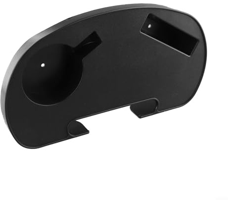 Solaughguy Aufsteckbarer Getränkehalter für Outdoor-Lounge-Stuhl, wetterbeständiges, schwarzes Kunststoff-Tablett mit Klemme für runde Rohrrahmen, hält Telefon-Getränke-Snack für (1)