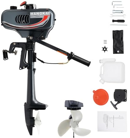 Deinungen 2-Takt Aussenborder Benzinmotor 49cc 3.5HP | Außenbordmotor Leistungsstarker 2-Takt Außenborder Bootsmotor,Wasser- und Luftkühlung Außenbordmotor CDI Zündsystem