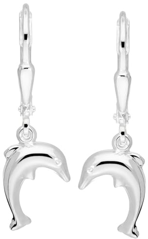 MyGold Damen & Mädchen Delfin Ohrhänger Sterlingsilber 925 Silber Delfino | Hängend, Ohne Stein, 27mm x 9mm, Echtes Silber, O-01516-S911