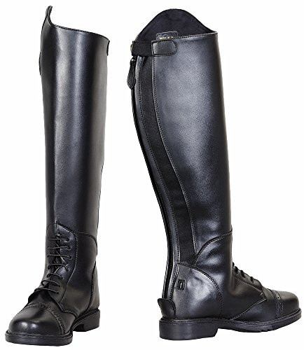 TuffRider Children's Starter Back Zip Field Boots in Synthetic Leather, Black, 4 Regular Wide