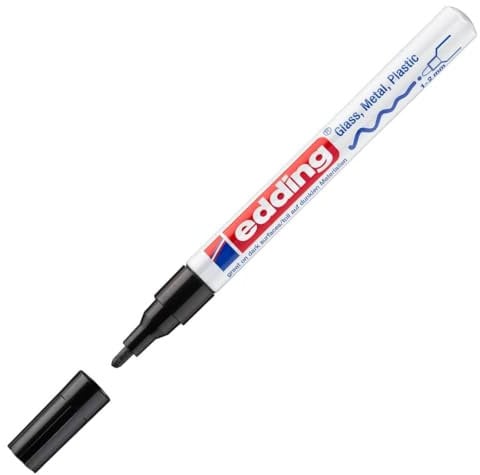 edding 751 Glanzlackmarker - schwarz - 1 Lackmarker - Rundspitze 1-2 mm - Lackstift für Glas, Stein, Holz, Kunststoff und Papier - wasserfest, stark deckend