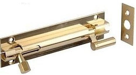Ironmongery World Solid Brass Cranked Necked Sliding Door Bolts in 2 Size - 4 / 100mm Brass Polished