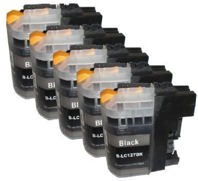 5 DRUCKERPATRONEN MIT CHIP Black Schwarz für Brother LC-121 LC-123 LC-125 LC-127 DCP-J132W DCP-J152W DCP-J152WR DCP-J172W DCP-J552DW DCP-J752DW DCP-J4110DW DCP-J4110W MFC-J245 MFC-J470DW MFC-J650DW MFC-J870DW MFC-J4310DW MFC-J4410DW MFC-J4510DW MFC-J4610DW MFC-J4710DW MFC-J6520DW MFC-J6720DW MFC-J6920DW mit Chip