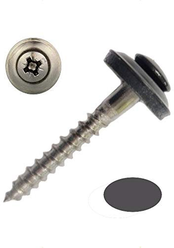 Schrauben, Nieten & Co 50 Spenglerschrauben V2A Edelstahl anthrazit RAL 7016, Pozi mit 15 mm aufvulkanisierter EPDM-Dichtscheibe, Kreuzschlitz, 4,5x20 mm, 1A-Handwerkerqualität