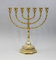 Menorah Kerzenleuchter, Messing, poliert, 7 Arme, groß, Hebräisch.