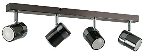 MiniSun | Modern 4 Way Ceiling Spotlight Fitting in a Black Chrome Finish | Ceiling Spots, Home Décor & Improvement Essential | Includes 5W LED Bulbs [3000K Warm White]