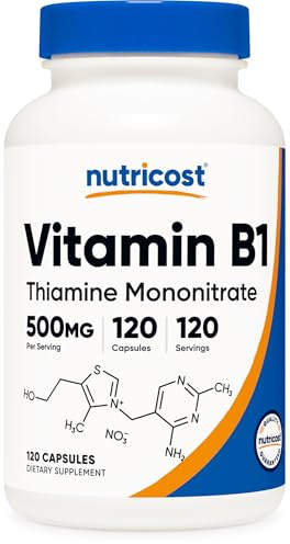 Nutricost Vitamin B1 (Thiamine) 500mg, 120 Capsules