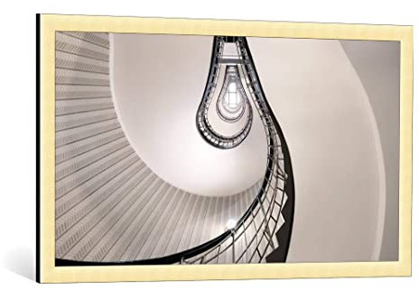 kunst für alle Bild mit Bilder-Rahmen: Jesús M. García Hommage an Thomas Alva Edison - dekorativer Kunstdruck, hochwertig gerahmt, 100x55 cm, Gold gebürstet