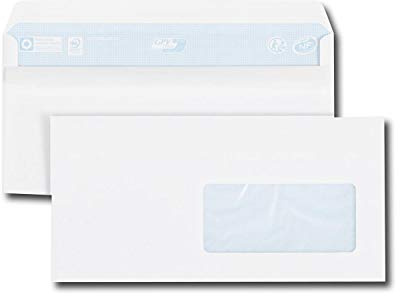 500 Briefumschläge DL 110 x 220 80 g/m² Fenster 45 x 100 selbstklebend