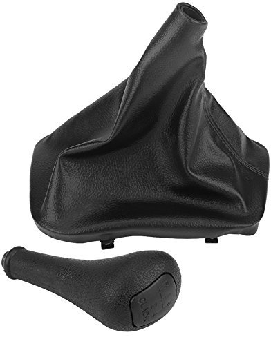 Schaltknäufe Gaiter Kit, KIMISS 4 Gang Auto-Schaltknauf + Gamaschenstiefelabdeckung Schwarz Schaltknaufmanschette für W123 W140 W202 (PU-Leder + Plastik)