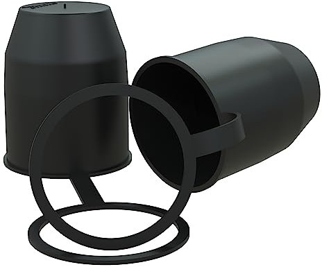 AUPROTEC Schutzkappe Anhängerkupplung mit Sicherungsring Kugelschutzkappe Abdeckkappe mit Schlaufe für Auto Kugelkopf-Kupplung schwarz 2er-Set