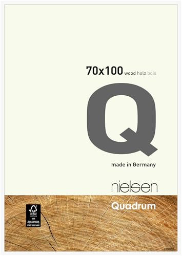 nielsen Bilderrahmen, 70 x 100 cm, Holz, Reinweiß, Posterrahmen zum Aufhängen im Hoch- & Querformat, Echtglas, Quadrum
