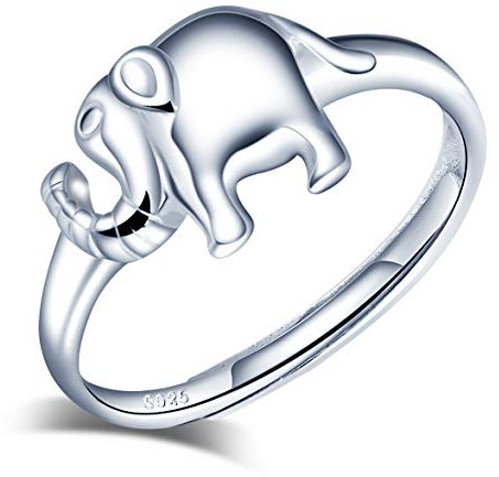 Yumilok Damen-Ring Einstellbar Jahrestag Elefanten Lucky Ring Schmuck Partnerringe Fingerring Midi Ring Vertrauensring Silber 925 für Frauen Mädchen
