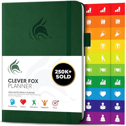 Der Clever Fox Planer - Kalender Notizbuch Organizer Tagebuch zur Steigerung von Produktivität, Motivation, Achtsamkeit, Glück, Erfolg und Zielerreichung, Undatiert, A5 - Waldgrün