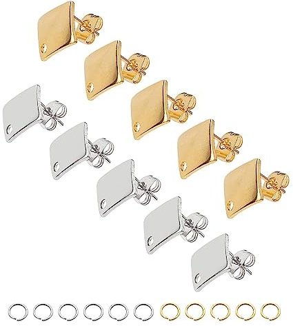 UNICRAFTALE 40 Sätze 2 Farben Rhombus Ohrstecker Edelstahl Geometrisch Ohrstecker Rohlinge DIY Ohrring Zubehör 0.8mm Stift Ohrringe Selber Machen Set Für DIY Ohrringe Schmuckherstellung