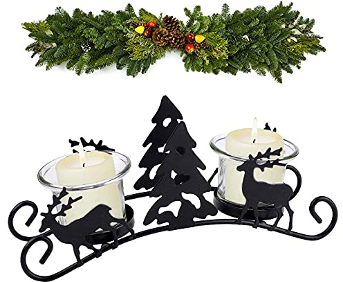 Kerzenhalter Weihnachten Vintage Metall Rentier Teelicht Tischkerzenhalter für Xmas Tischdekoration