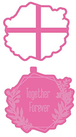 LissieLou Together Forever Floral Hexagon Ausstechform und Stempel Valentinstag Zuckerguss Stempel Fondant Prägung – Rosa