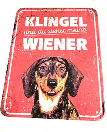 D&D Home, Dachshund Warnschild, 25 x 20 x 0,3 cm, Rot, Warnschild, Hund
