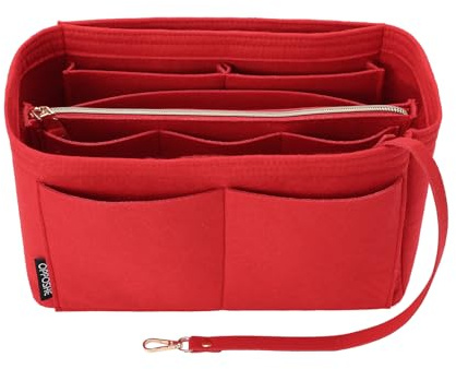 OPPOSHE Geldbörsen-Organizer-Einsatz für Handtaschen, weicher Filztaschen-Einsatz, Organizer für Tragetasche, kompatibel mit LV, Coach, MK, Kate Spade, Goyard, Longchamp (rot, groß)