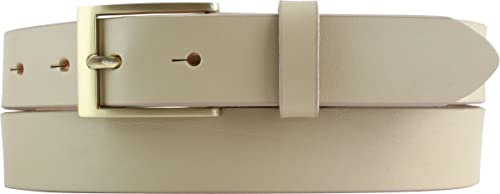 BELTINGER Herren-Gürtel aus Vollrindleder mit goldenern Gürtelschnalle 3 cm | Anzug-Gürtel für Herren 30mm | Chino-Gürtel mit Schnalle gold | Beige 90cm