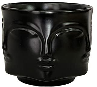 GudGmtoy Gesichtsförmige Vase Keramik Pflanzgefäß Kopf Gesicht Modern Indoor Blumen Pflanztopf Kreative Menschliches Gesicht Statue Dekoration Blumentopf Schlafzimmer Wohnzimmer Büro (Schwarz)