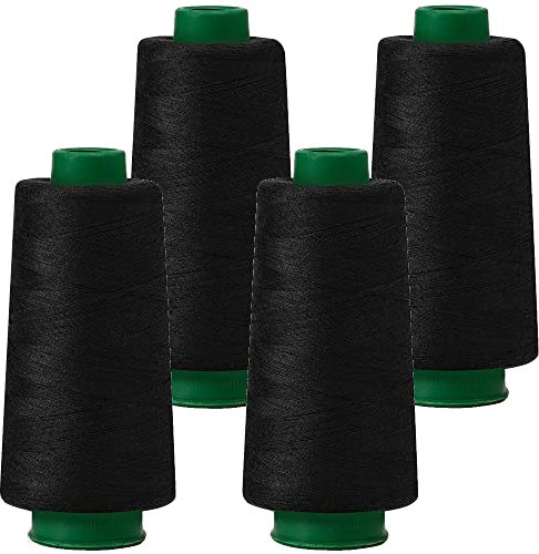 4 Konen Rollen N?hgarn Garn Overlockgarn 2700m 40S/2 100% Polyester - 20 schwarz