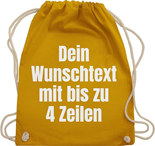 Turnbeutel Rucksack - Aufdruck selbst gestalten - Wunschtext I Eigener Text I Custom Text - Unisize - Senfgelb - personalisierter beutel stoffbeutel name personalisierte datum beuteltasche